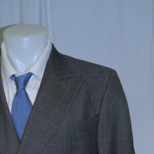 Hartwood Paris E. Thomas Vintage Gray Plaid Double Breasted Sport Coat US 40
